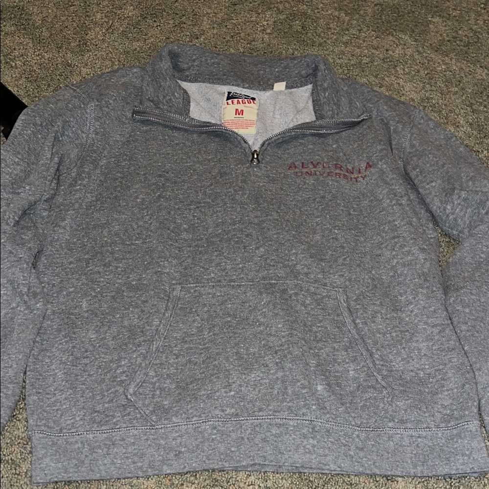 League Alvernia University Gray Zip-Up Sweater